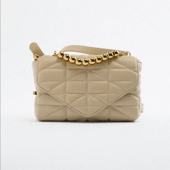 Zara beige quilted crossbody bag - Picture 1 of 16